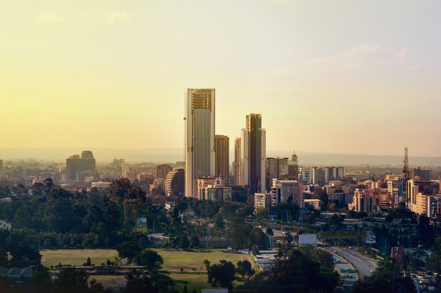 Nairobi city skyline from an elevated view